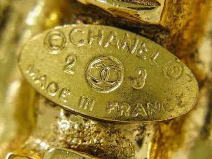 Chanel CC Logo Rhinestone Earrings Gold Plated — view 9