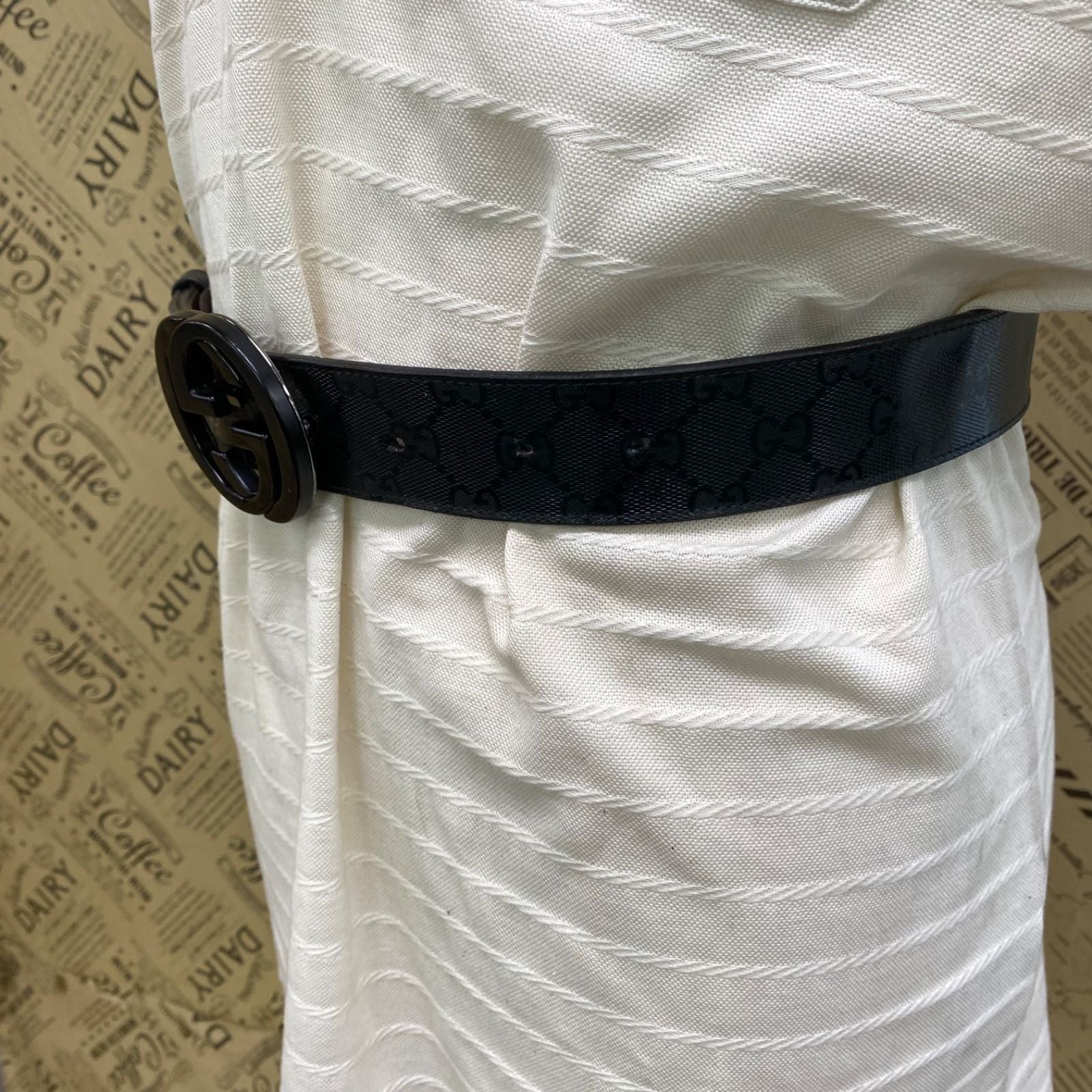 Gucci Leather Belt GG Marmont Supreme Black — view 7