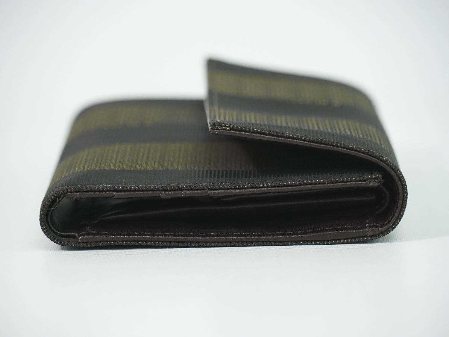 Fendi Pecan Trifold Wallet Compact Canvas Black Brown — view 4