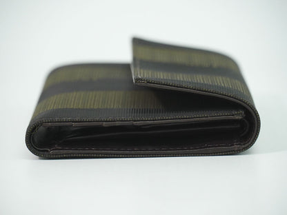 Fendi Pecan Trifold Wallet Compact Canvas Black Brown — view 4