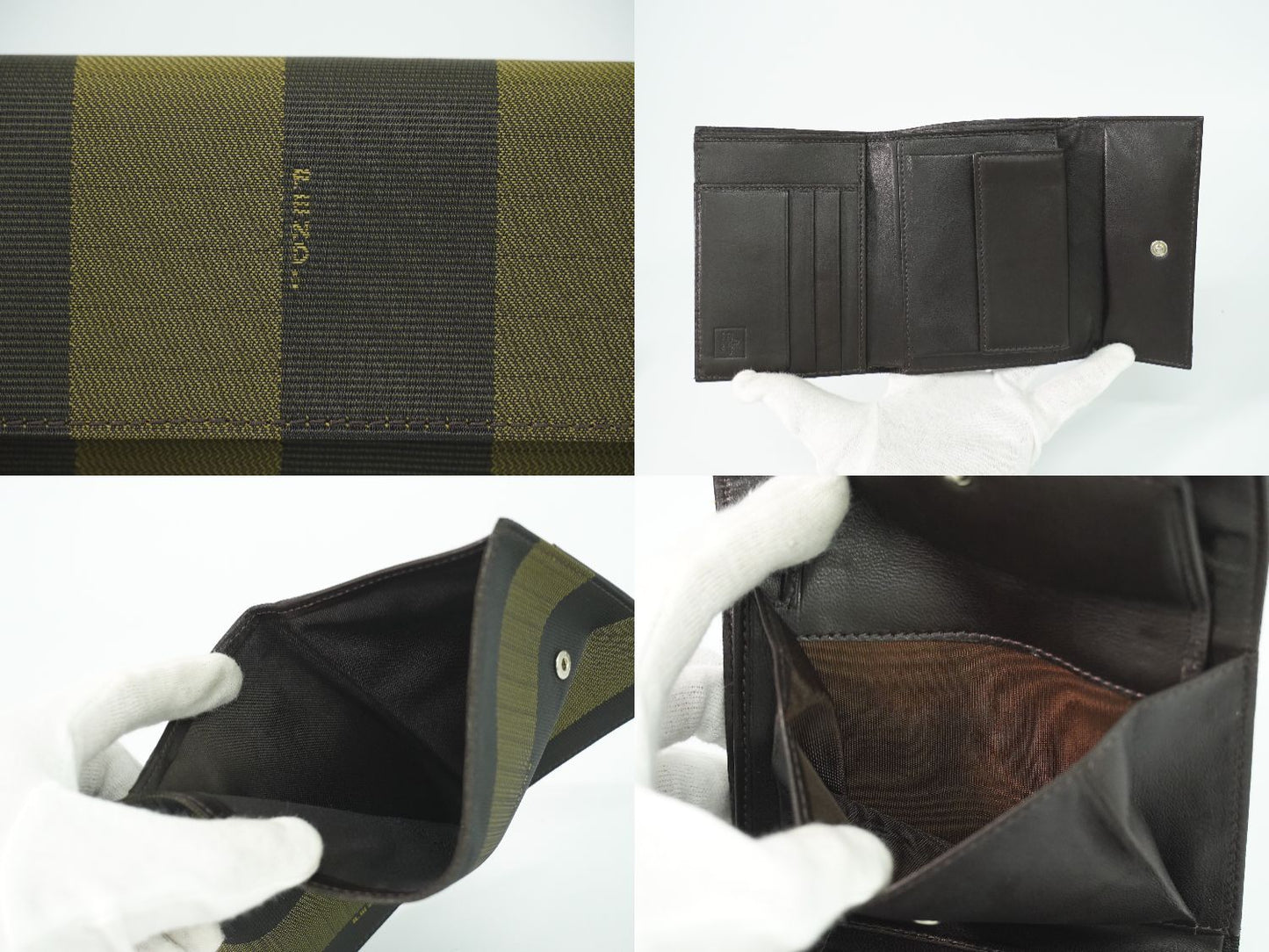 Fendi Pecan Trifold Wallet Compact Canvas Black Brown — view 8