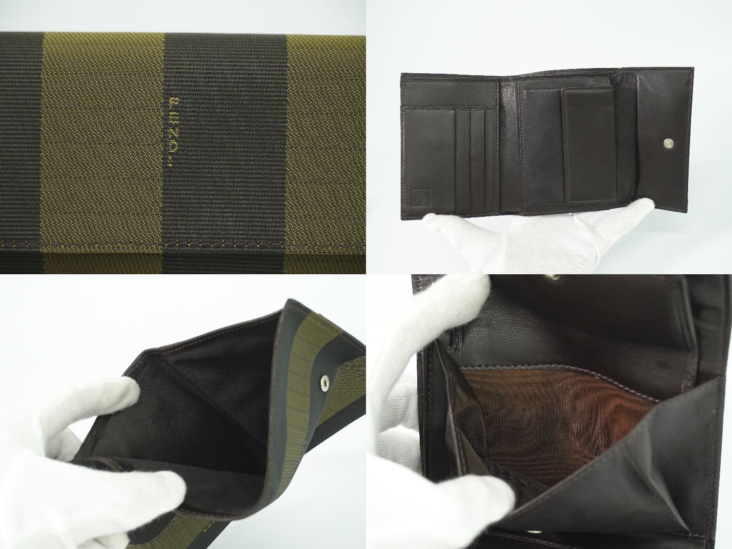 Fendi Pecan Trifold Wallet Compact Canvas Black Brown — view 8
