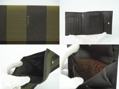Fendi Pecan Trifold Wallet Compact Canvas Black Brown — view 8