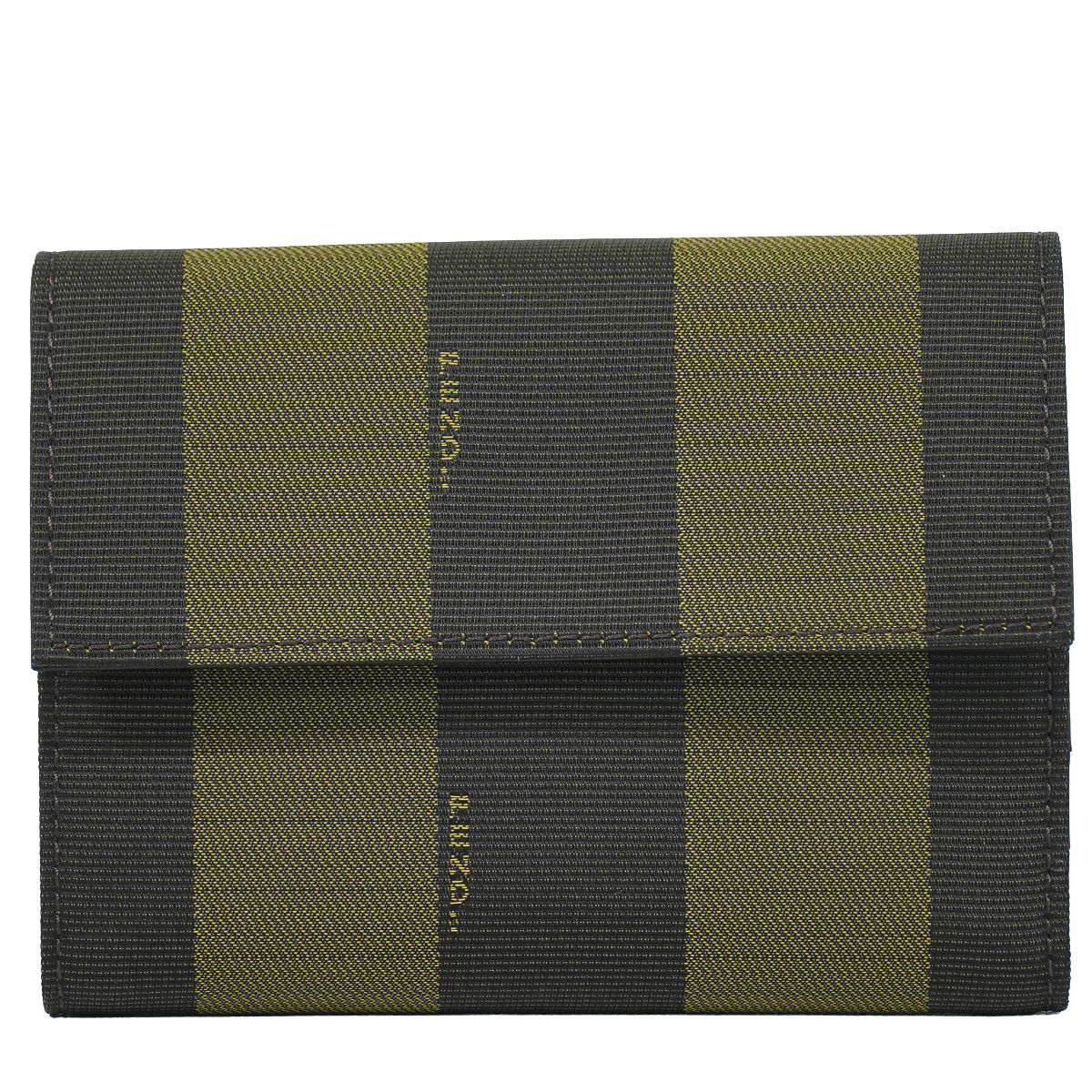 Fendi Pecan Trifold Wallet Compact Canvas Black Brown