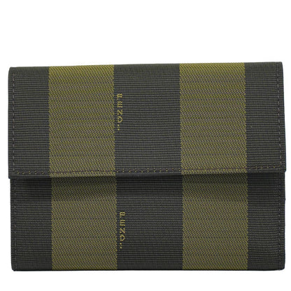 Fendi Pecan Trifold Wallet Compact Canvas Black Brown