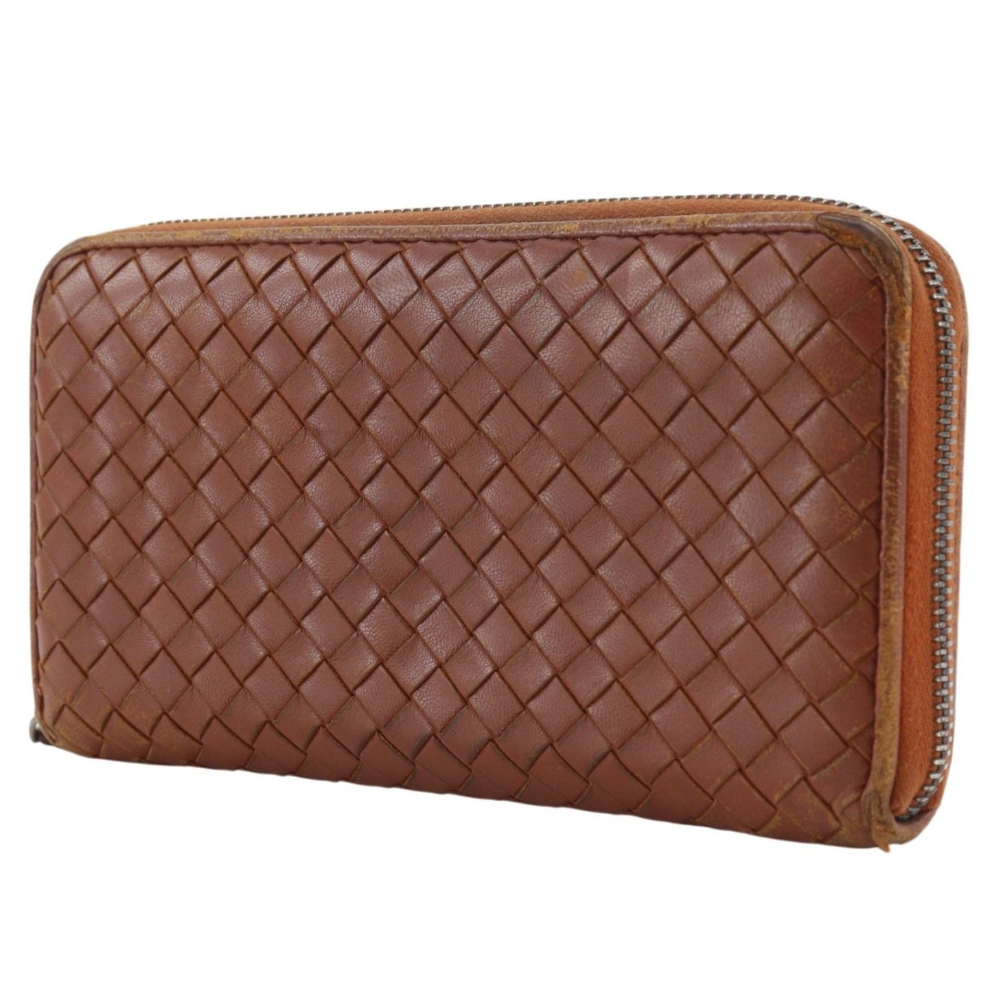 Bottega Veneta Zip Around Intrecciato Leather Brown Wallet — view 2
