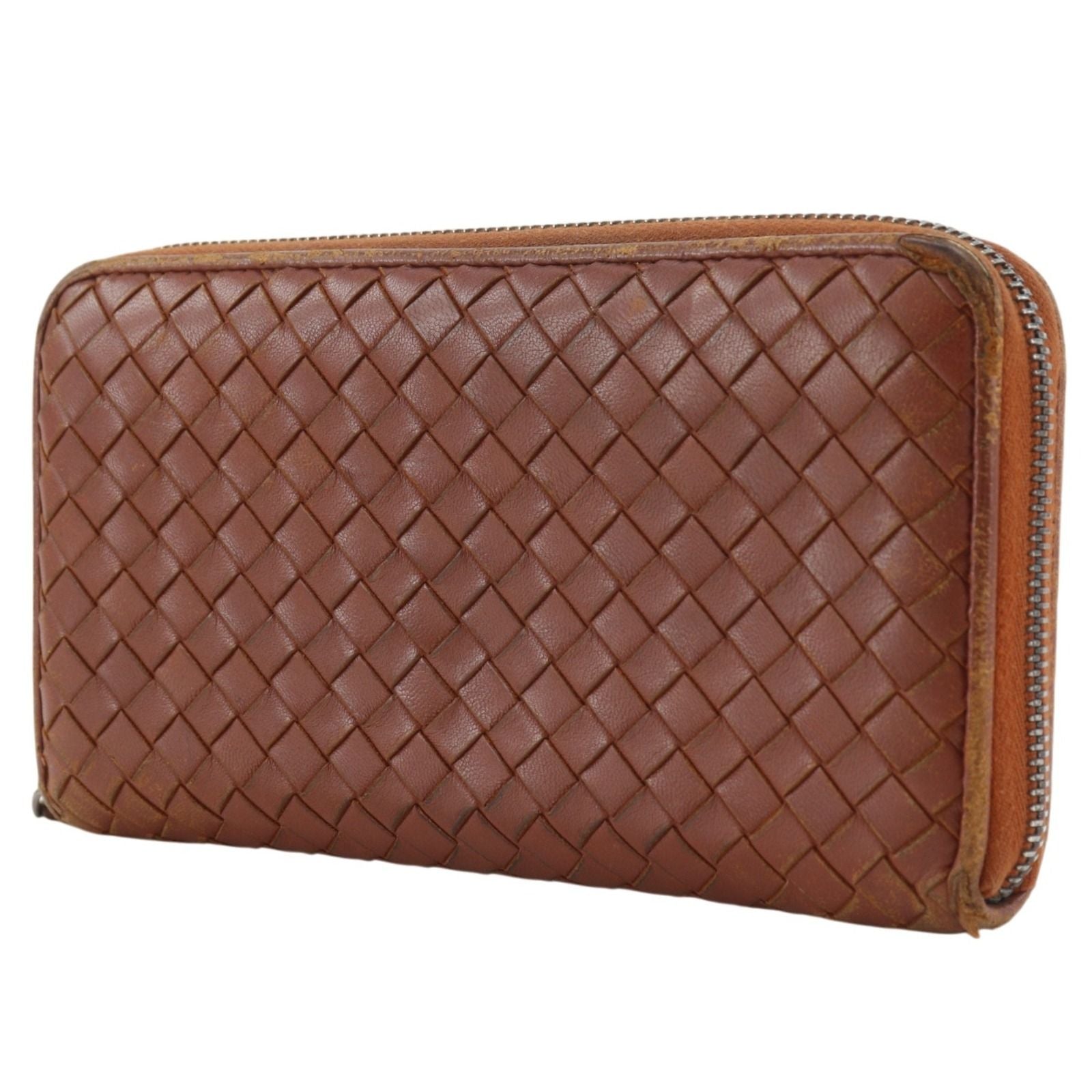 Bottega Veneta Zip Around Intrecciato Leather Brown Wallet — view 2