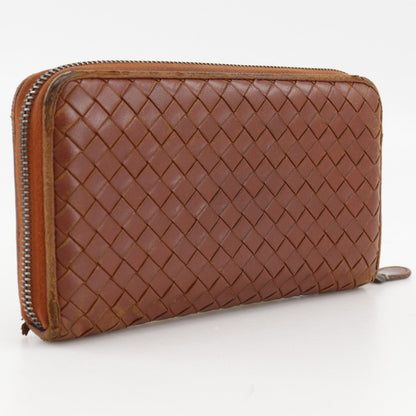 Bottega Veneta Zip Around Intrecciato Leather Brown Wallet — view 3