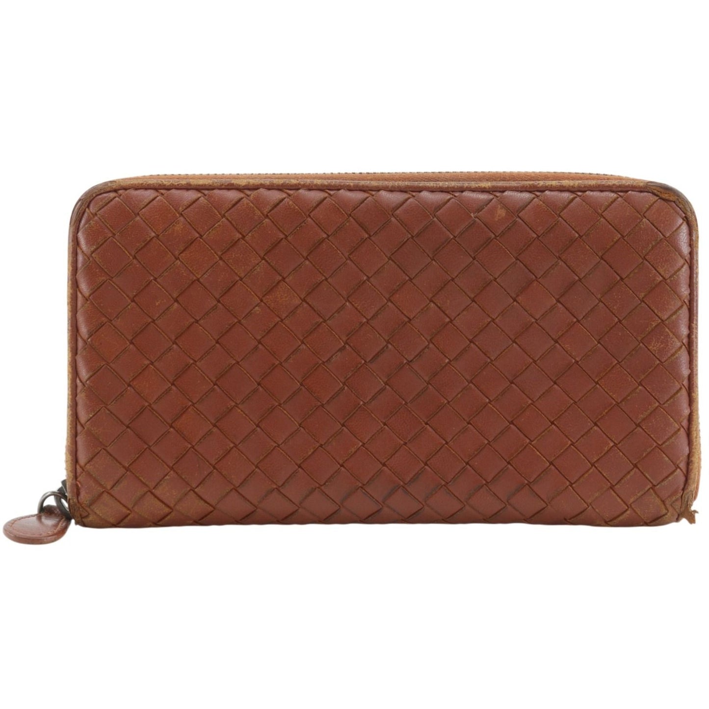 Bottega Veneta Zip Around Intrecciato Leather Brown Wallet