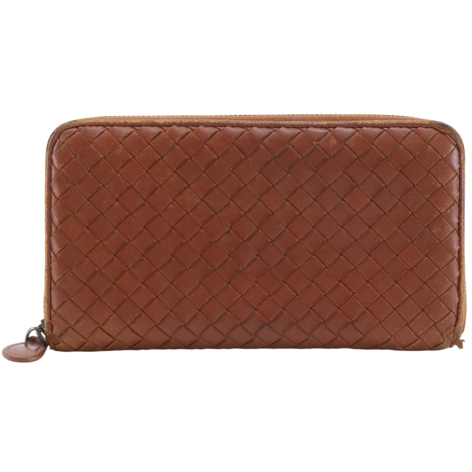 Bottega Veneta Zip Around Intrecciato Leather Brown Wallet