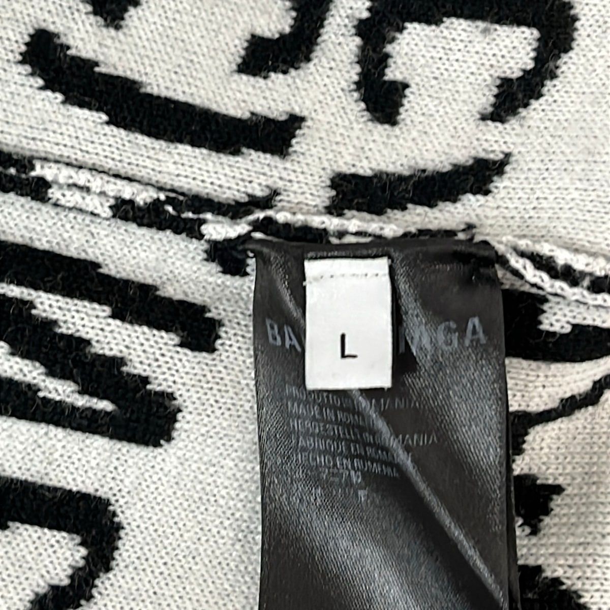 Balenciaga Long Sleeve Sweater L Black White Turtleneck — view 5