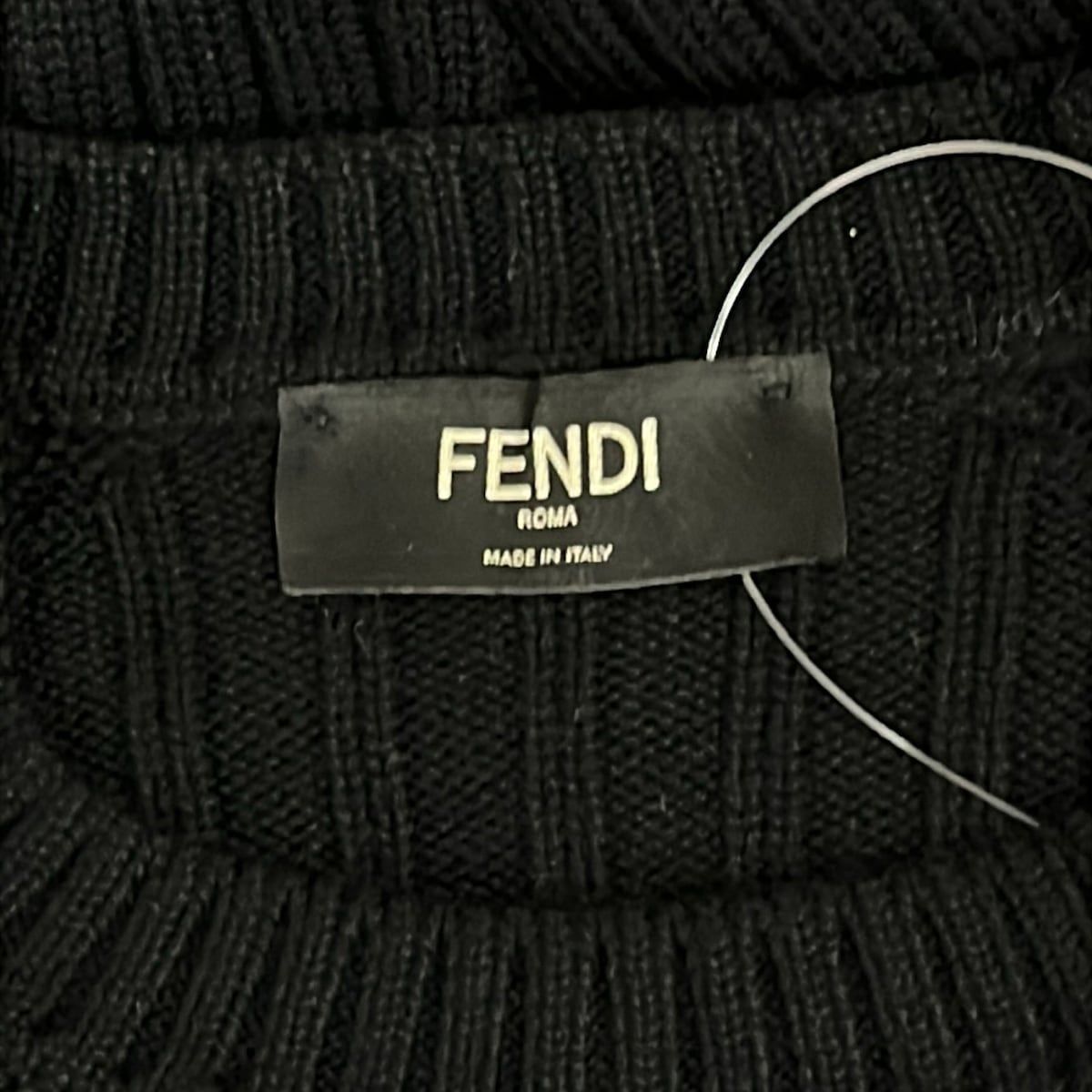 Fendi Long Sleeve Sweater IT 54 Black Dark Yellow Crew — view 3