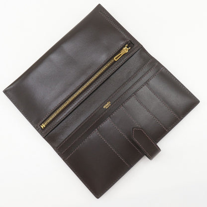 Hermes Bearn Box Calf Brown Gold Wallet — view 6