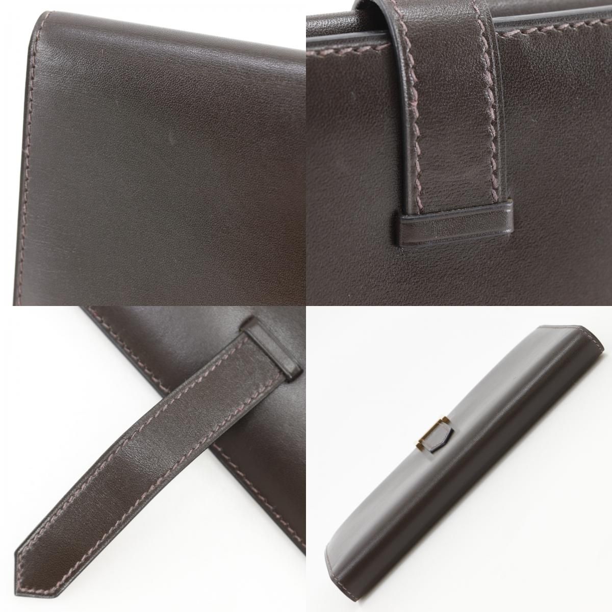 Hermes Bearn Box Calf Brown Gold Wallet — view 8