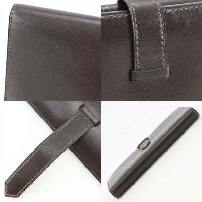 Hermes Bearn Box Calf Brown Gold Wallet — view 8