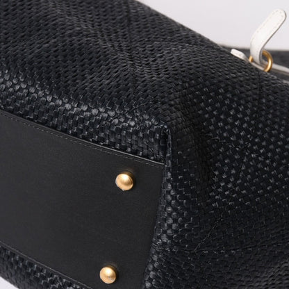 Chanel Maxi Shopping Bag Braided Raffia Effect Canvas CC Logo Gold Base — view 8