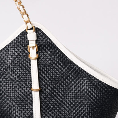 Chanel Maxi Shopping Bag Braided Raffia Effect Canvas CC Logo Gold Base — view 6