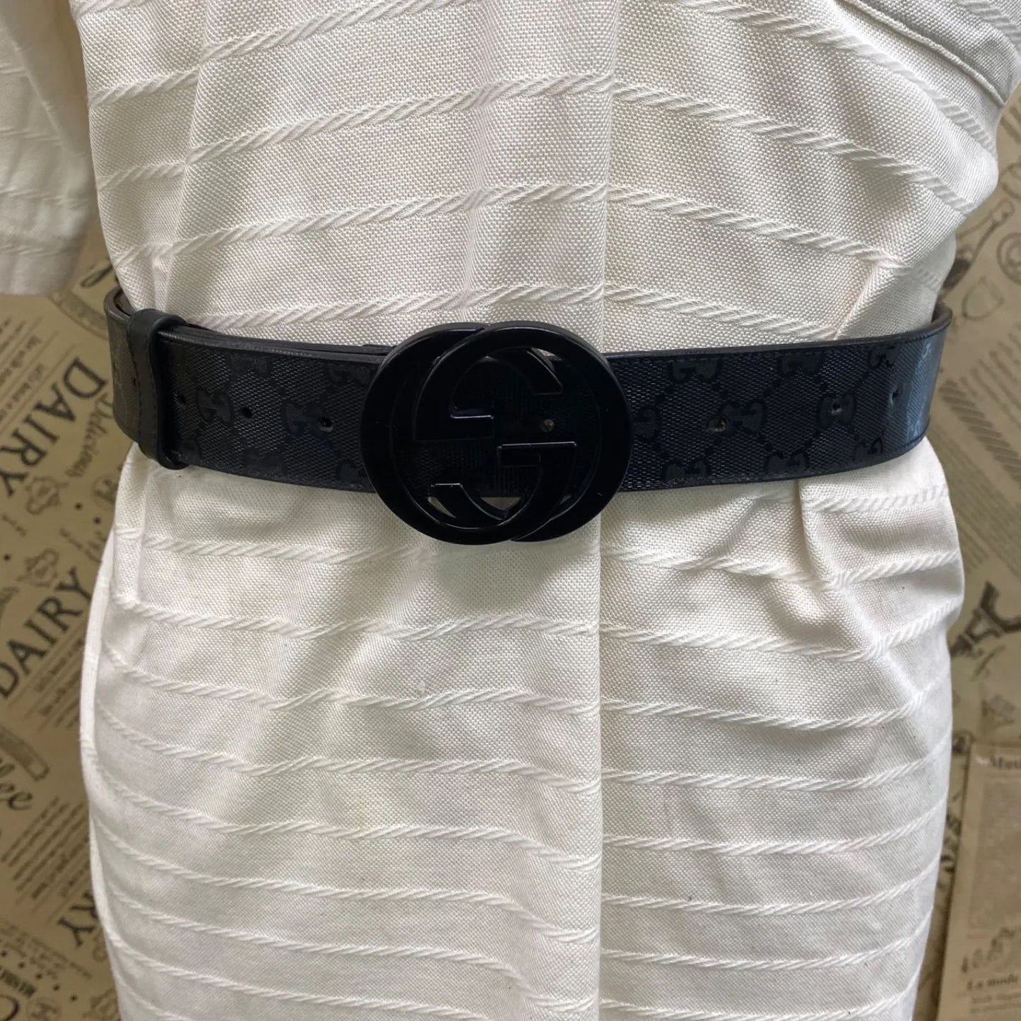 Gucci Leather Belt GG Marmont Supreme Black — view 5