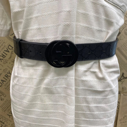 Gucci Leather Belt GG Marmont Supreme Black — view 5