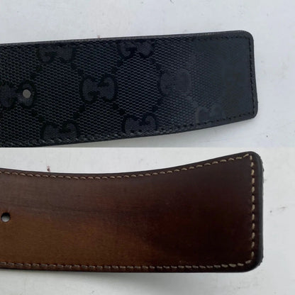 Gucci Leather Belt GG Marmont Supreme Black — view 9