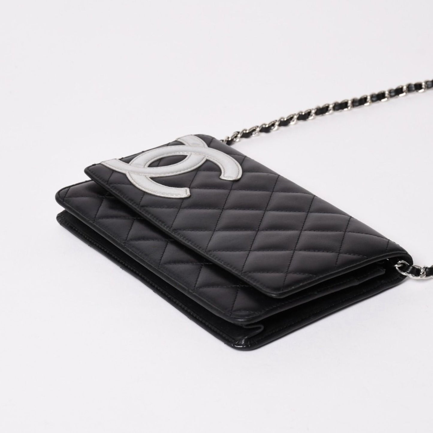 Chanel Cambon Line Chain Wallet Shoulder Bag Black Silver — view 7