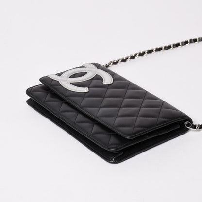 Chanel Cambon Line Chain Wallet Shoulder Bag Black Silver — view 7