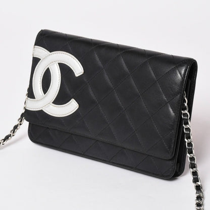 Chanel Cambon Line Chain Wallet Shoulder Bag Black Silver — view 3