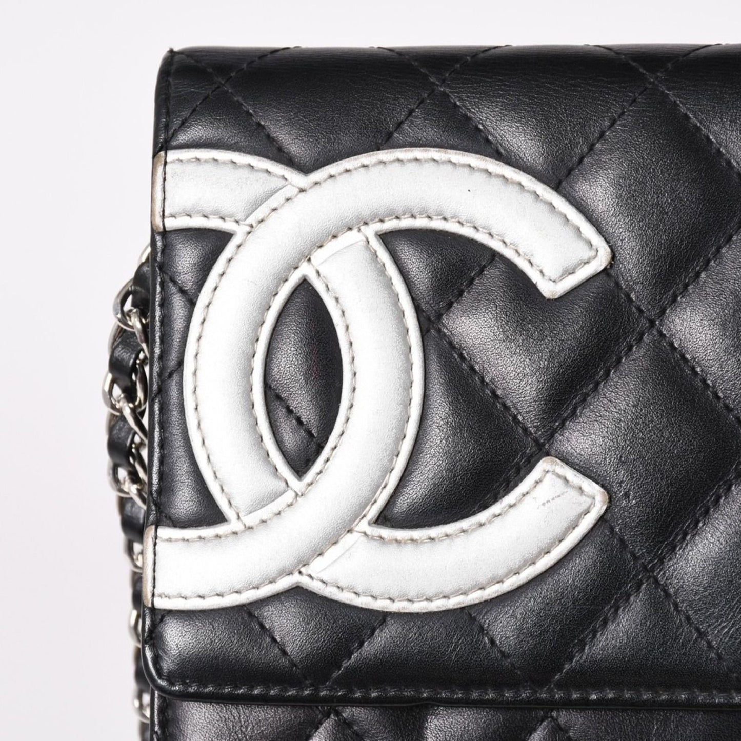 Chanel Cambon Line Chain Wallet Shoulder Bag Black Silver — view 5