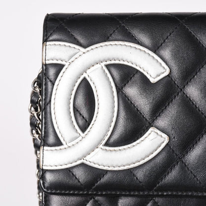 Chanel Cambon Line Chain Wallet Shoulder Bag Black Silver — view 5