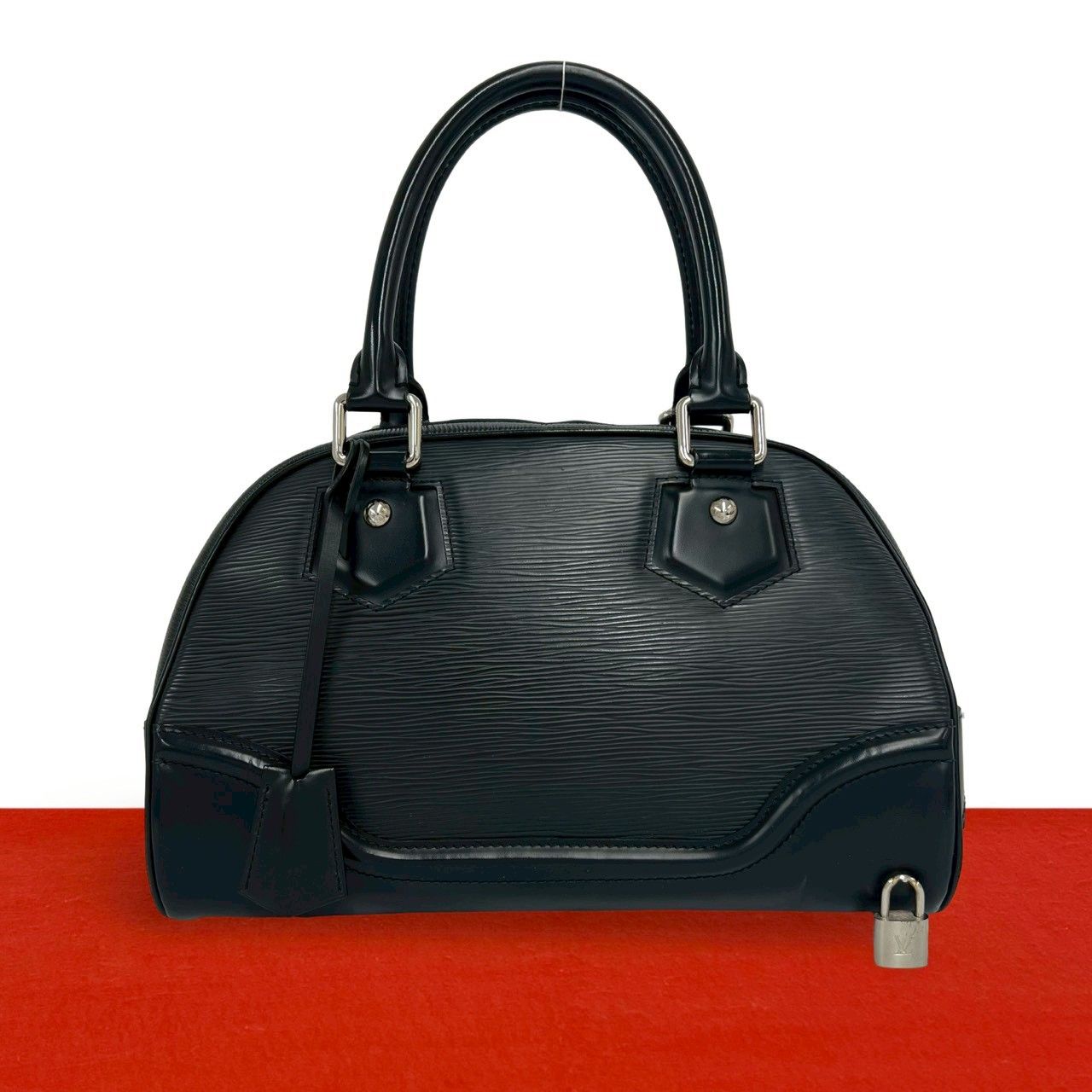 Louis Vuitton Bowling Montaigne PM Epi Leather Mini Boston Bag Noir with