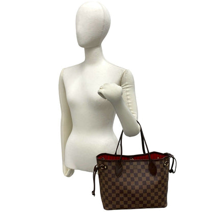 Louis Vuitton With Neverfull PM Damier Pattern Leather Tote Brown — view 2