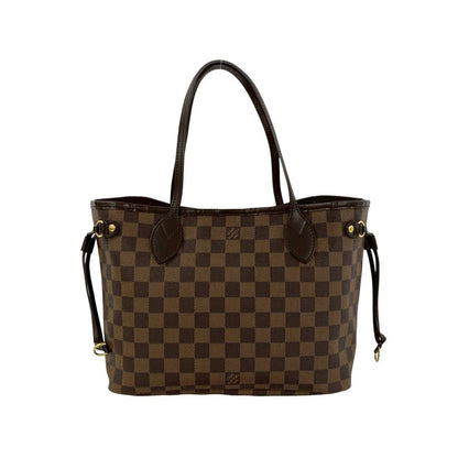 Louis Vuitton With Neverfull PM Damier Pattern Leather Tote Brown — view 3