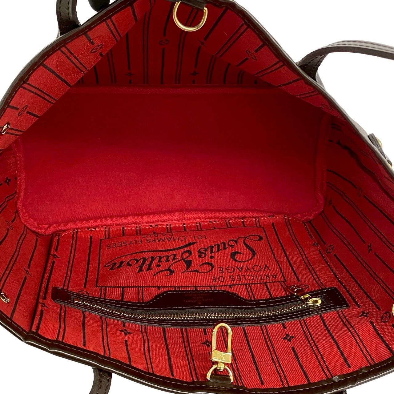 Louis Vuitton With Neverfull PM Damier Pattern Leather Tote Brown — view 9