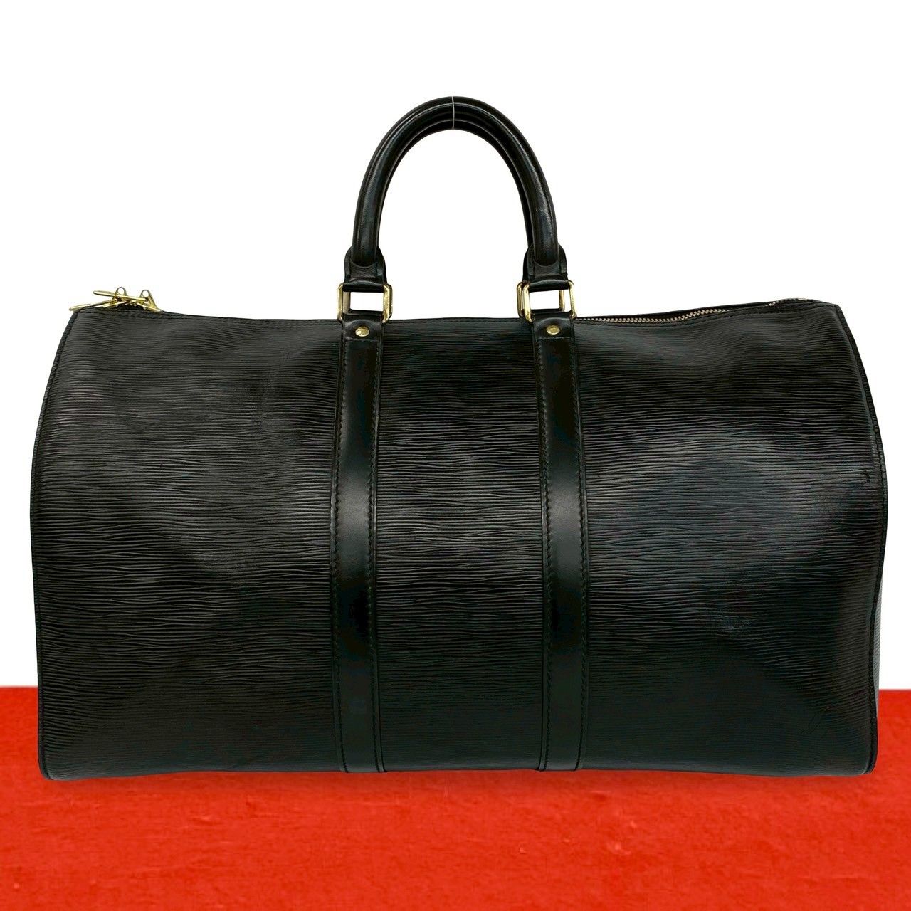 Louis Vuitton Vintage Keepall 45 Epi Leather Boston Bag Black Noir