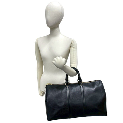 Louis Vuitton Vintage Keepall 45 Epi Leather Boston Bag Black Noir — view 2
