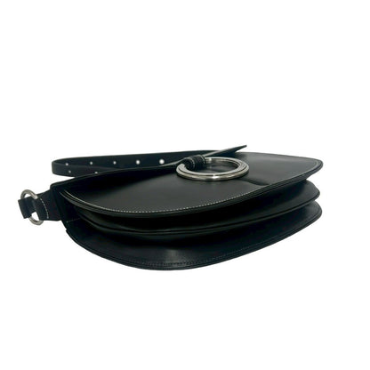 Loewe Logo Ring Leather Shoulder Bag Semi Black — view 7