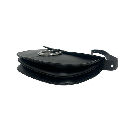 Loewe Logo Ring Leather Shoulder Bag Semi Black — view 8
