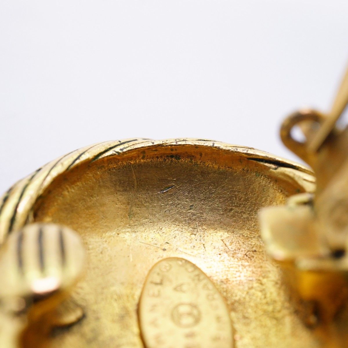 Chanel Earrings Vintage CC Logo Gold Plated — view 6