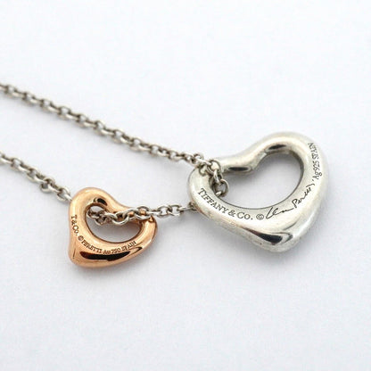 Tiffany & Co Necklace Double Open Heart 18k Pink Gold Silver — view 6
