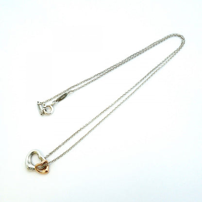 Tiffany & Co Necklace Double Open Heart 18k Pink Gold Silver — view 3