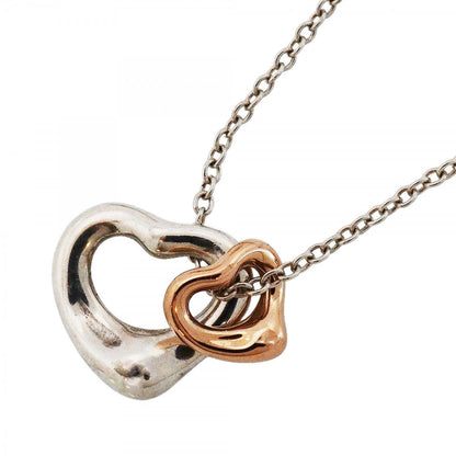 Tiffany & Co Necklace Double Open Heart 18k Pink Gold Silver