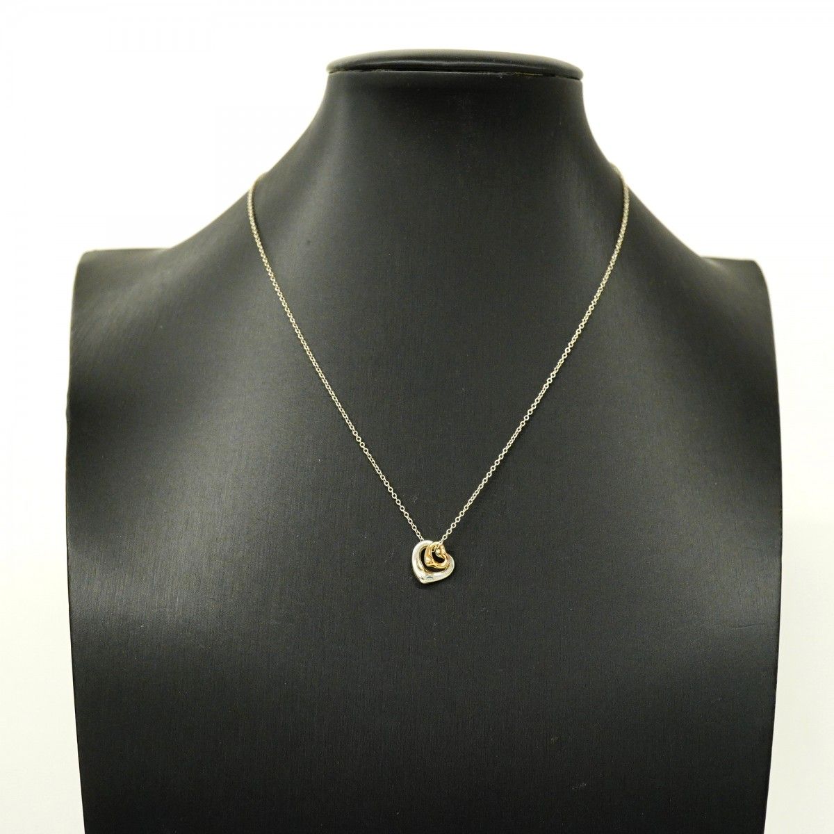 Tiffany & Co Necklace Double Open Heart 18k Pink Gold Silver — view 7