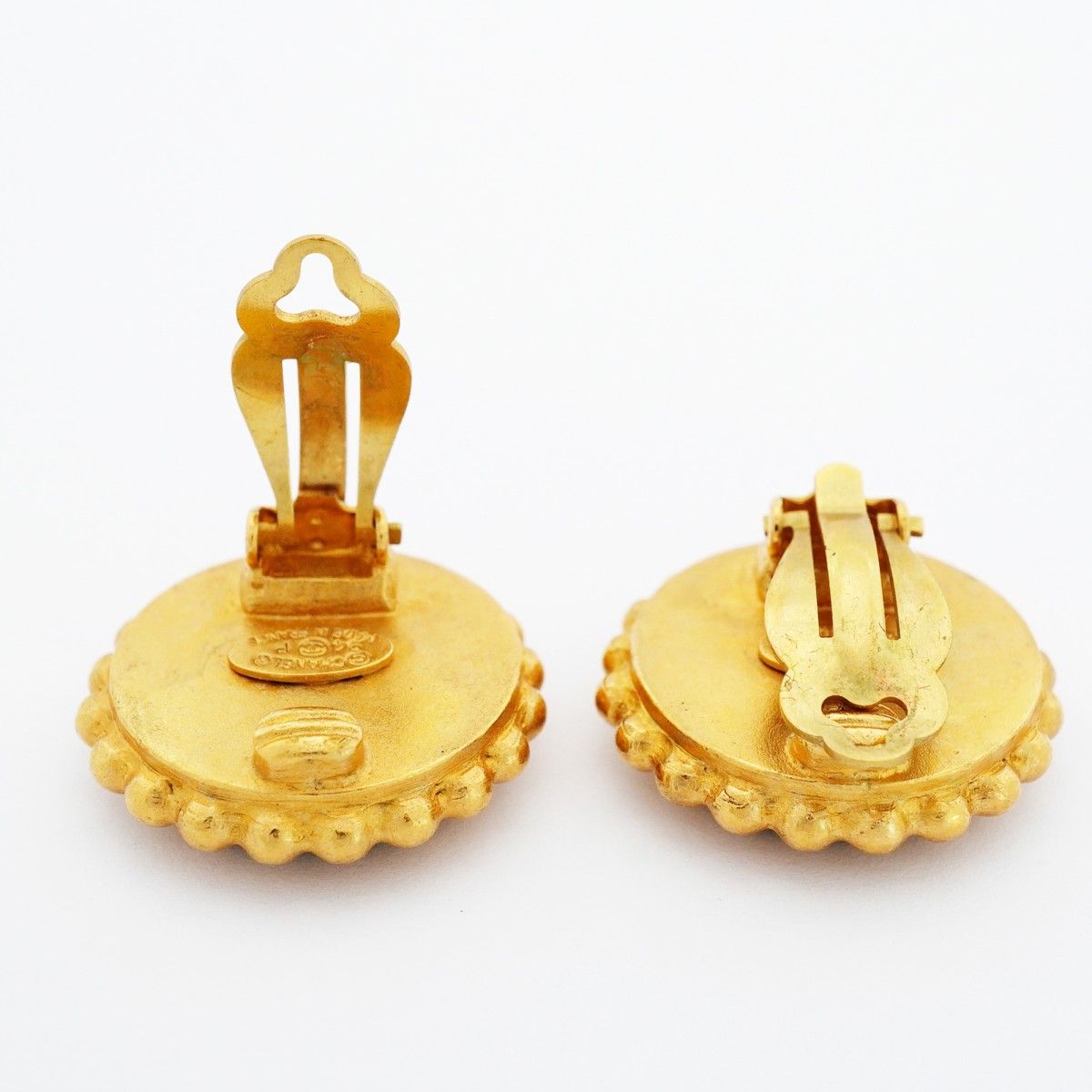 Chanel Earrings Vintage CC Logo Gold Plated Black Cles — view 3