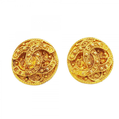 Chanel Earrings Vintage CC Logo Round