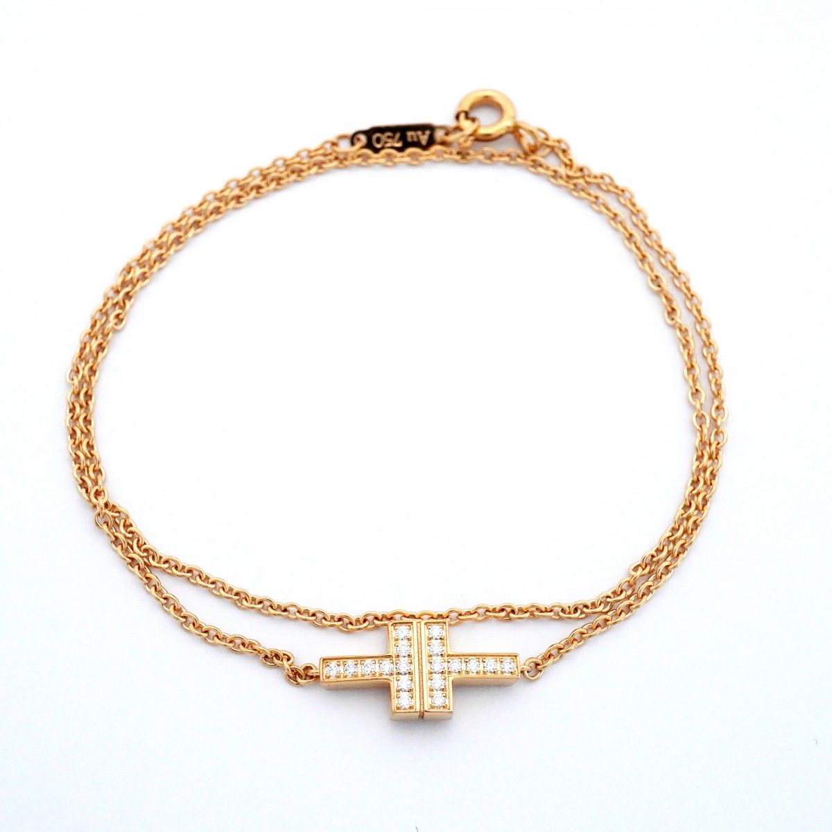 Tiffany & Co Bracelet Ttwo Double Chain 18k Pink Gold Diamond — view 3