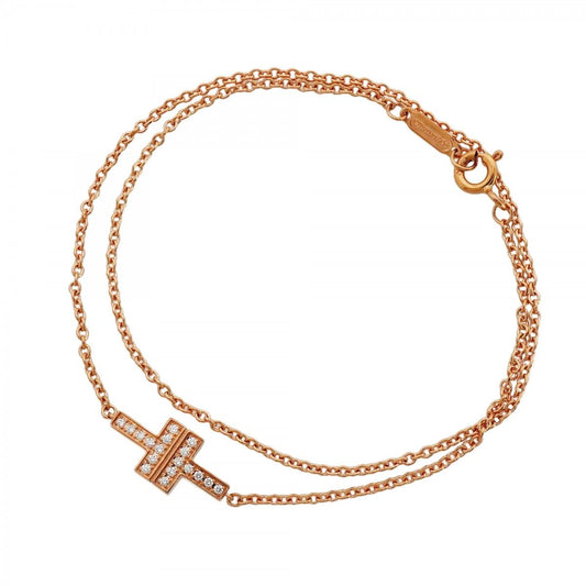 Tiffany & Co Bracelet Ttwo Double Chain 18k Pink Gold Diamond