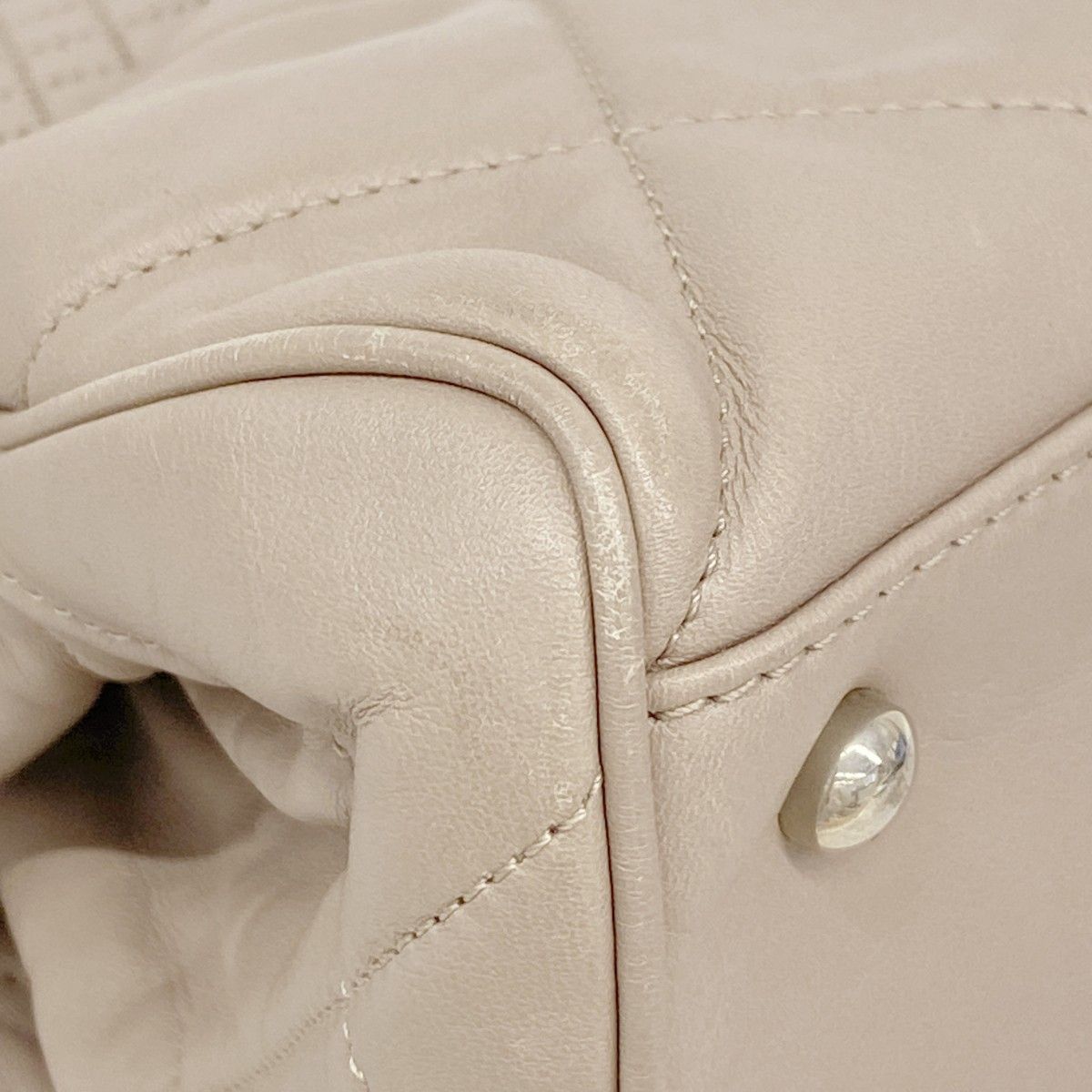 Chanel Tote Quilted Lambskin Light Brown Silver — view 6