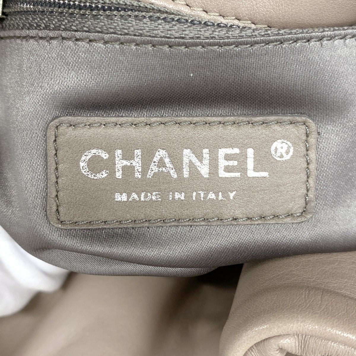 Chanel Tote Quilted Lambskin Light Brown Silver — view 5