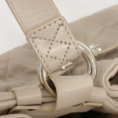 Chanel Tote Quilted Lambskin Light Brown Silver — view 9