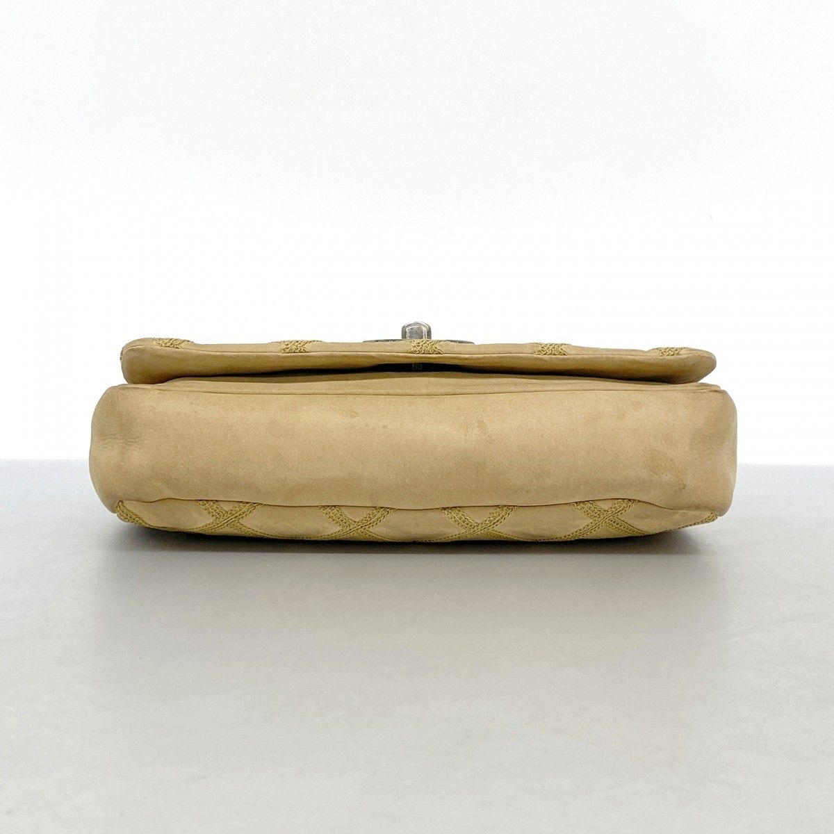 Chanel Shoulder Bag Calfskin Beige Silver — view 3